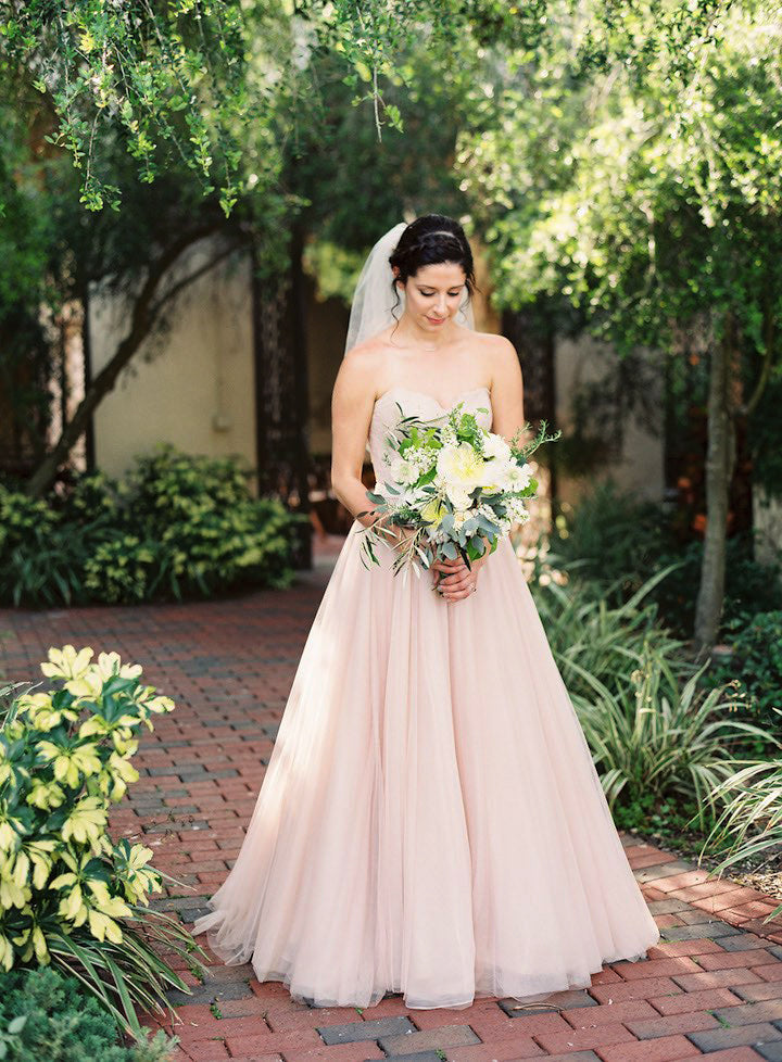 Blush Pink Wedding Dresses,Mermaid Wedding Dress with Ruffles,Organza -  Wishingdress